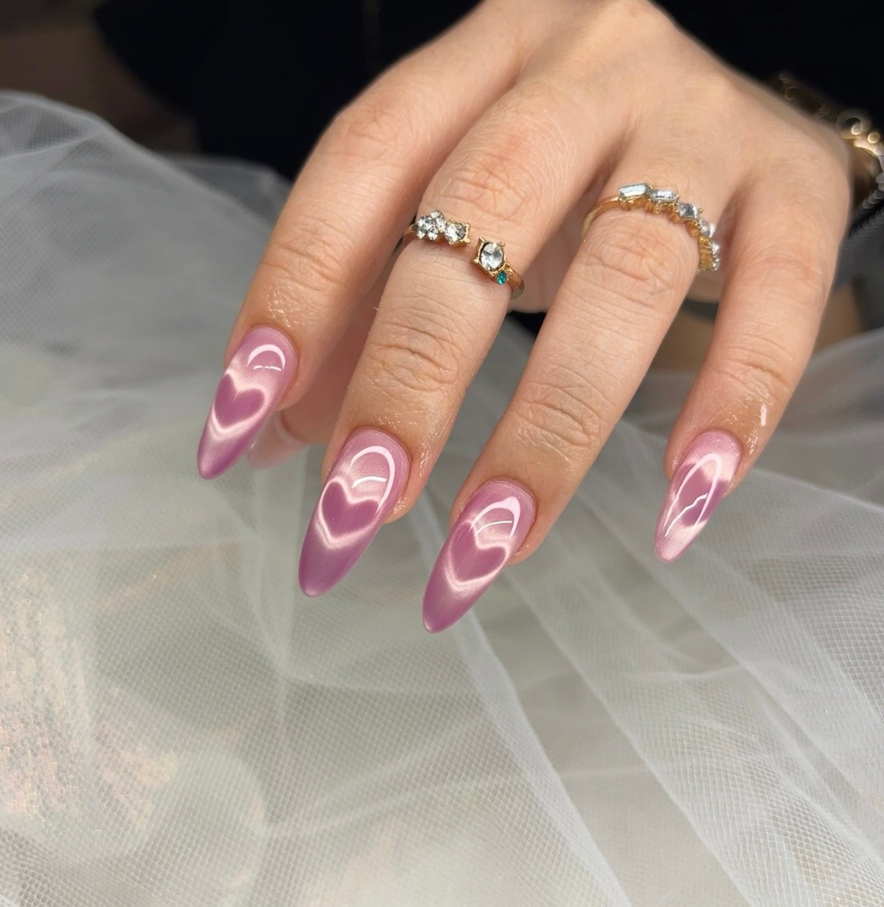 COMBO Heart Magnet for Cat Eye Gel Polish 4pcs ( 2 small 2 medium)+ 3 in 1 Powerful Nail Magnet